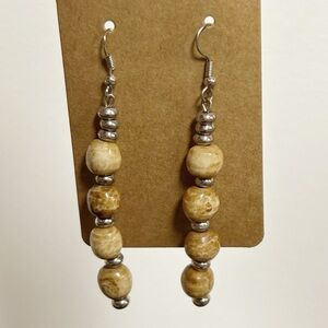 Wood Bead Dangle Earrings